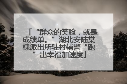 “群众的笑脸，就是成绩单。”湖北安陆棠棣派出所驻村辅警“跑”出幸福加速度