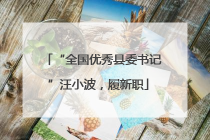“全国优秀县委书记”汪小波,履新职
