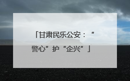 甘肃民乐公安：“警心”护“企兴”