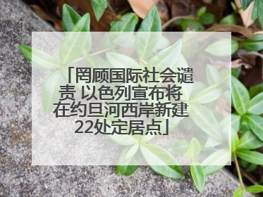 罔顾国际社会谴责 以色列宣布将在约旦河西岸新建22处定居点