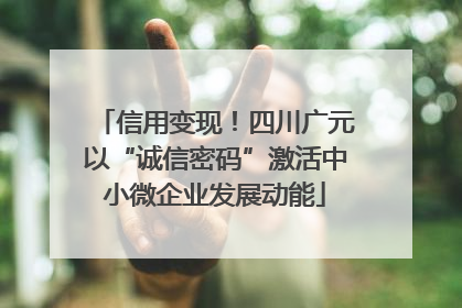 信用变现！四川广元以“诚信密码”激活中小微企业发展动能