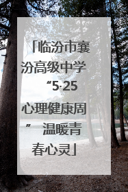 临汾市襄汾高级中学“5·25心理健康周” 温暖青春心灵