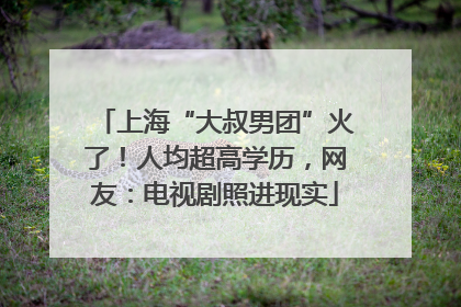 上海“大叔男团”火了！人均超高学历，网友：电视剧照进现实