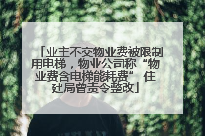 业主不交物业费被限制用电梯，物业公司称“物业费含电梯能耗费” 住建局曾责令整改