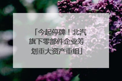 今起停牌！北汽旗下零部件企业筹划重大资产重组