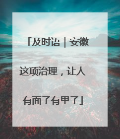 及时语｜安徽这项治理，让人有面子有里子