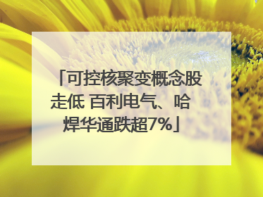 可控核聚变概念股走低 百利电气、哈焊华通跌超7%