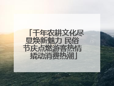 千年农耕文化尽显焕新魅力 民俗节庆点燃游客热情 撬动消费热潮