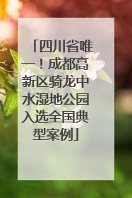 四川省唯一！成都高新区骑龙中水湿地公园入选全国典型案例