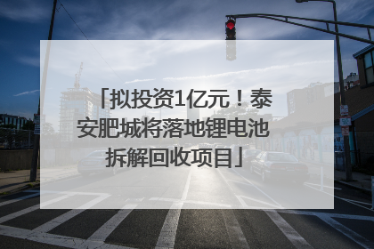 拟投资1亿元！泰安肥城将落地锂电池拆解回收项目