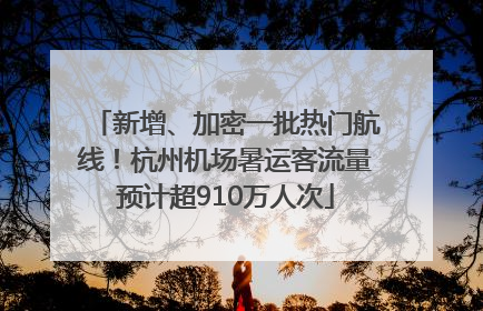 新增、加密一批热门航线！杭州机场暑运客流量预计超910万人次