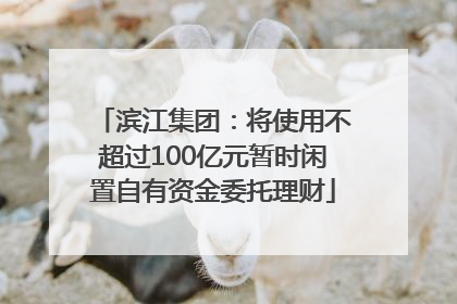 滨江集团：将使用不超过100亿元暂时闲置自有资金委托理财