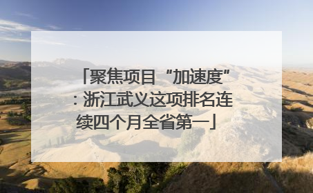 聚焦项目“加速度”：浙江武义这项排名连续四个月全省第一