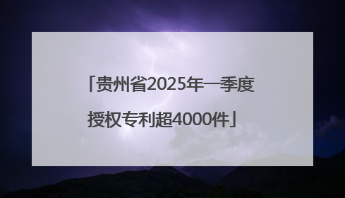 贵州省2025年一季度授权专利超4000件