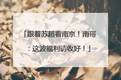 跟着苏超看南京！南哥：这波福利请收好！