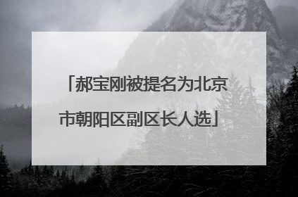 郝宝刚被提名为北京市朝阳区副区长人选