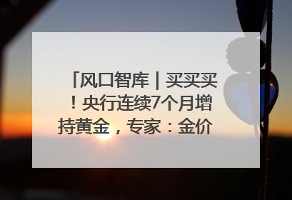 风口智库｜买买买！央行连续7个月增持黄金，专家：金价或仍易涨难跌