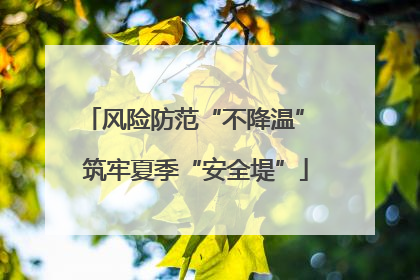 风险防范“不降温” 筑牢夏季“安全堤”