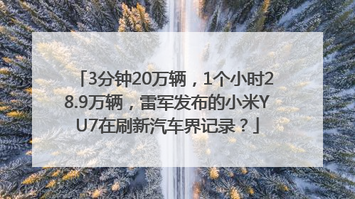 3分钟20万辆，1个小时28.9万辆，雷军发布的小米YU7在刷新汽车界记录？