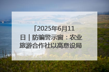 2025年6月11日｜防骗警示窗：农业旅游合作社以高息设局，集资380万