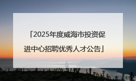 2025年度威海市投资促进中心招聘优秀人才公告
