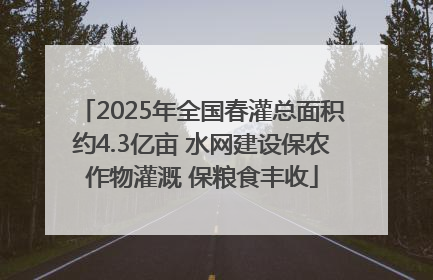 2025年全国春灌总面积约4.3亿亩 水网建设保农作物灌溉 保粮食丰收