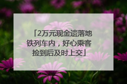 2万元现金遗落地铁列车内，好心乘客捡到后及时上交