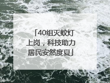 40组灭蚊灯上岗，科技助力居民安然度夏
